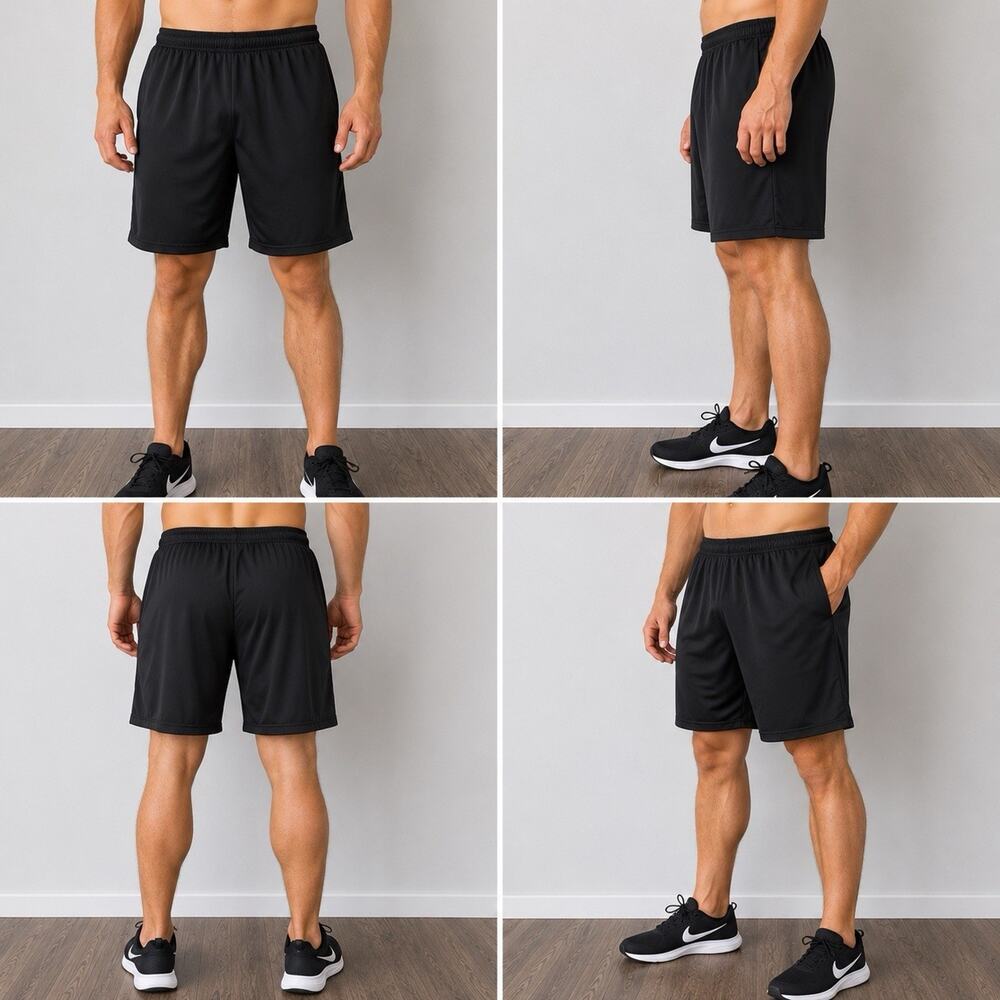 BCG Mens XL Black Athletic Shorts Elastic Waist Performance Gym Training Running